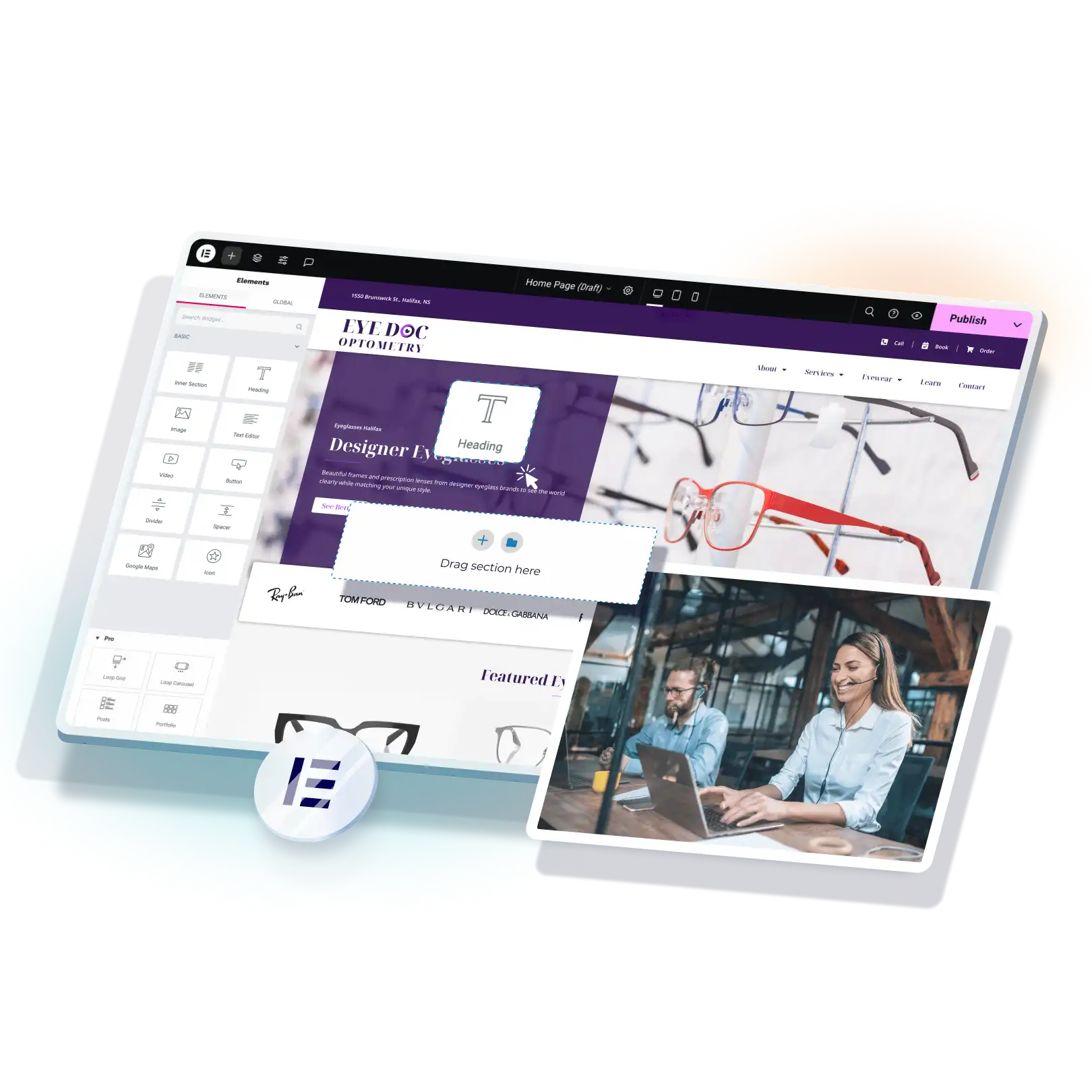 Optiimus optometry website design eye doctor